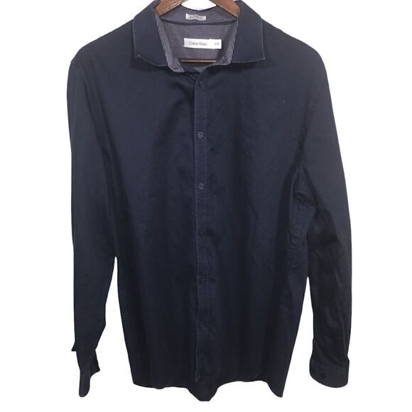 Calvin Klein Men's Dark Navy Blue Button Down Shirt - Picture 1 of 6